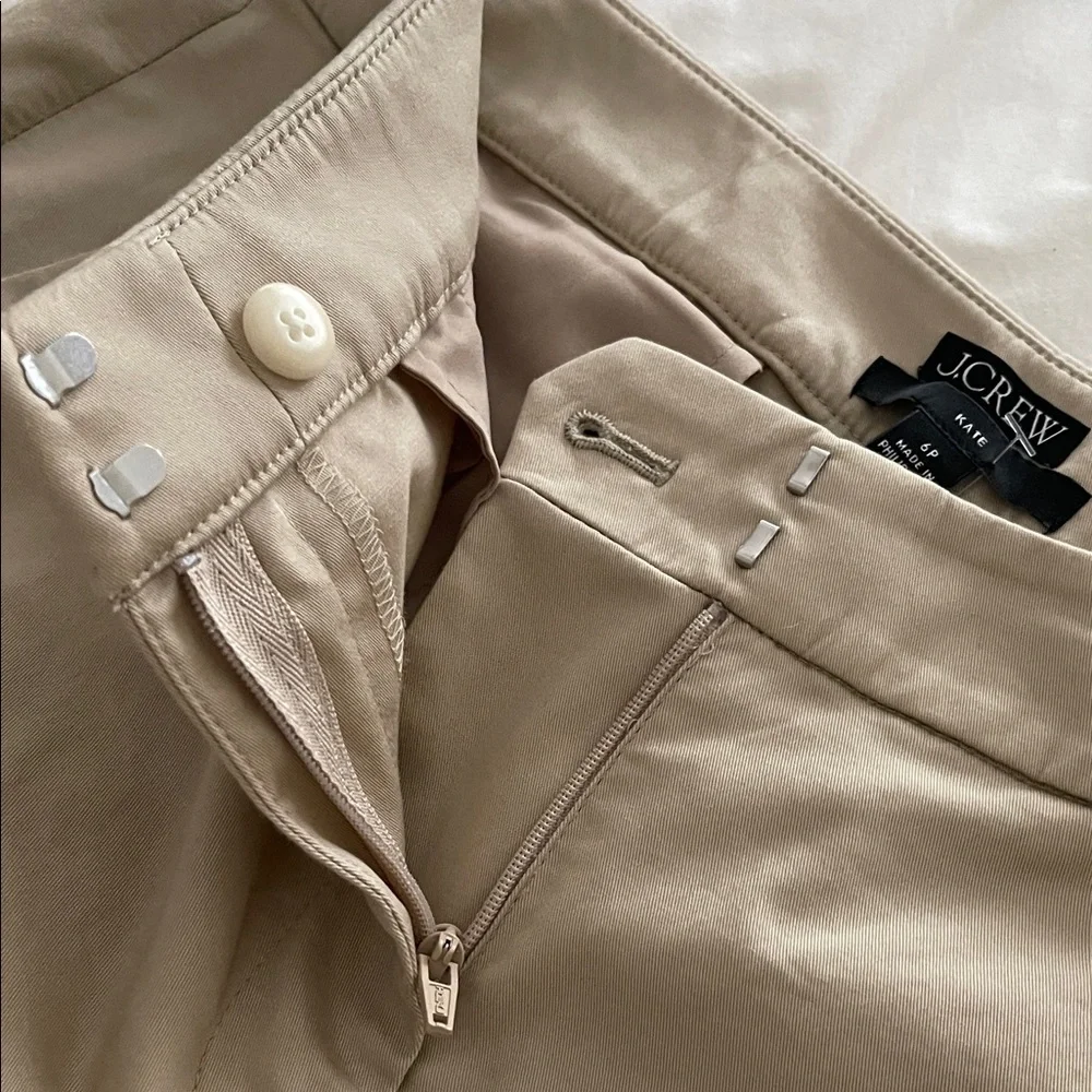 J. Crew Kate Khaki Straight-Leg Cotton Pants Size 6P